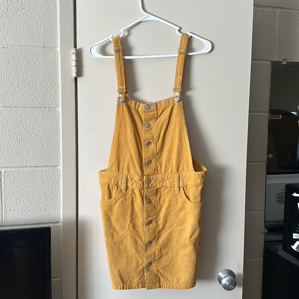 Yellow Corduroy PacSun Skirt Overalls